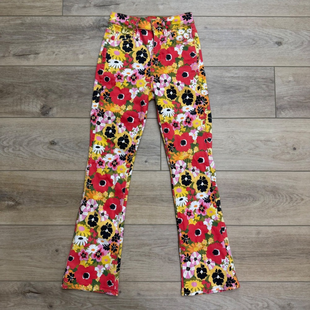 Mother The Mid Rise Smokin Double Flood Flowers Al Fresco Floral Jeans 23